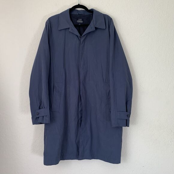 J Crew Trench Coat Men M Blue Authentic Outerwear Buttons Pockets Preppy Outdoor - Picture 2 of 11